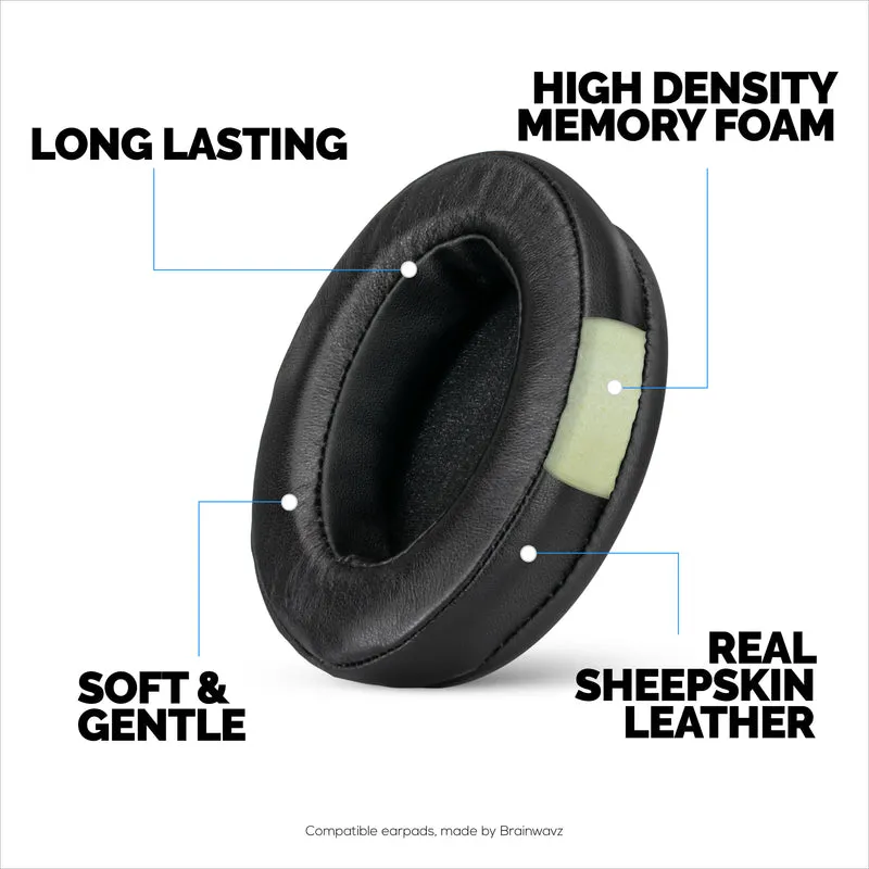 Coussinets d'oreille en cuir de mouton véritable pour casques Steelseries Arctis Nova Pro Wireless, Nova Pro Omni et Nova Elite - Mousse à mémoire de forme et cuir de mouton souple