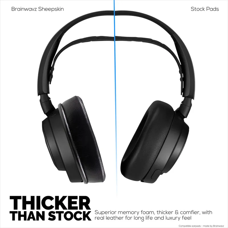 Coussinets d'oreille en cuir de mouton véritable pour casques Steelseries Arctis Nova Pro Wireless, Nova Pro Omni et Nova Elite - Mousse à mémoire de forme et cuir de mouton souple