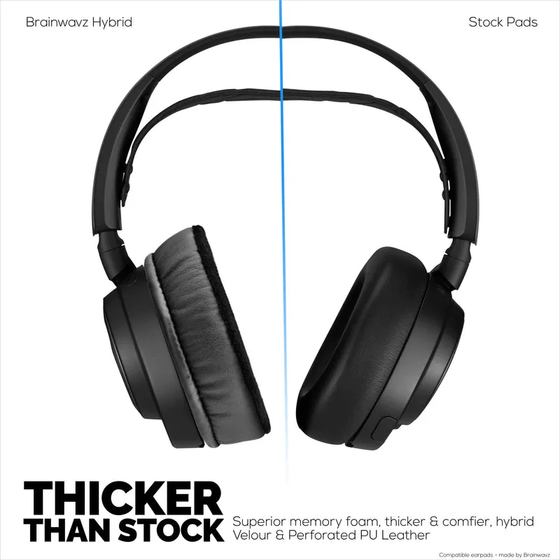 Coussinets d'oreille hybrides pour casques Steelseries Arctis Nova Pro Wireless, Nova Pro Omni et Nova Elite - Mousse à mémoire de forme avec revêtement en velours et cuir PU