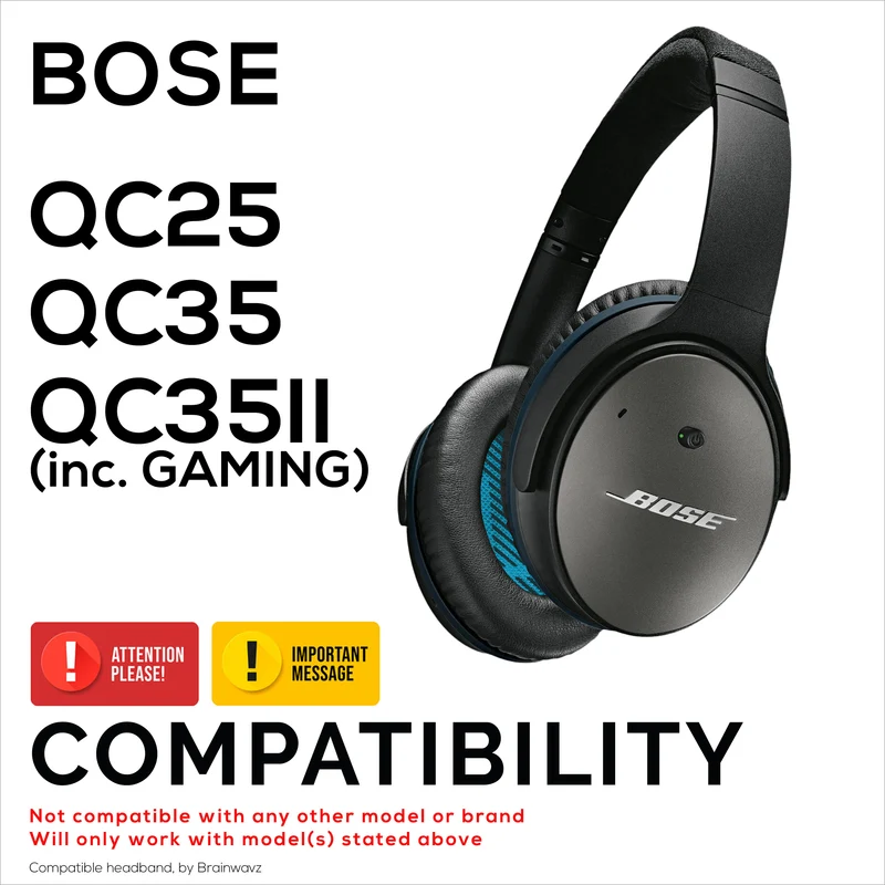 Bandeau de remplacement pour écouteurs Bose QuietComfort QC25, QC35, QC35II et QC35II - Cuir PU souple et mousse