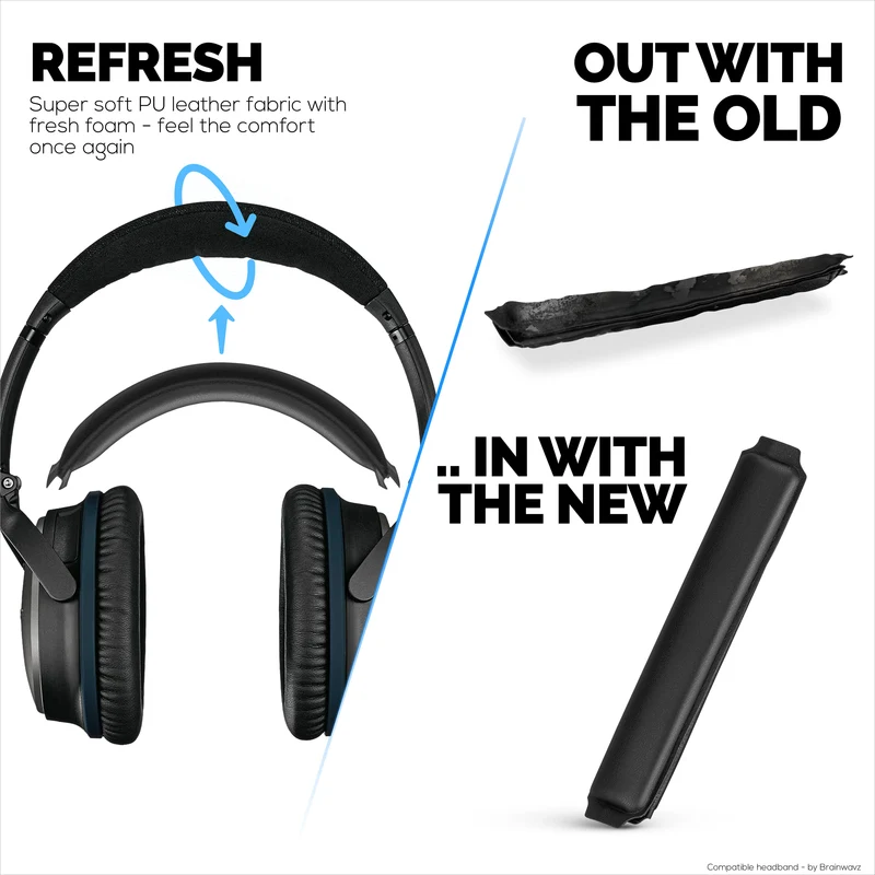 Bandeau de remplacement pour écouteurs Bose QuietComfort QC25, QC35, QC35II et QC35II - Cuir PU souple et mousse
