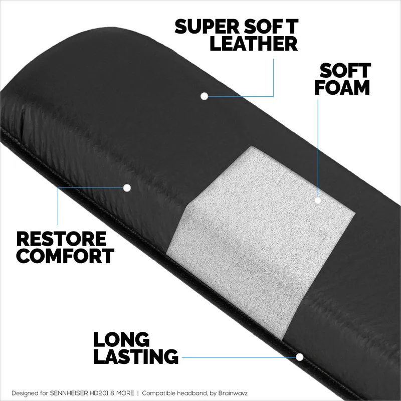 Bandeau de remplacement pour écouteurs SENNHEISER HD201, HD180, HD201S et HD206 - Coussin en cuir et mousse