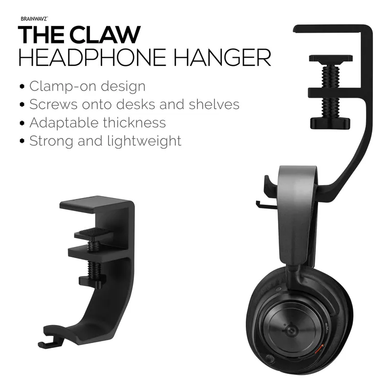 Brainwavz Claw – Support pour casque sous le bureau, à visser, facile à installer avec pince de montage réglable, convient à tous les casques