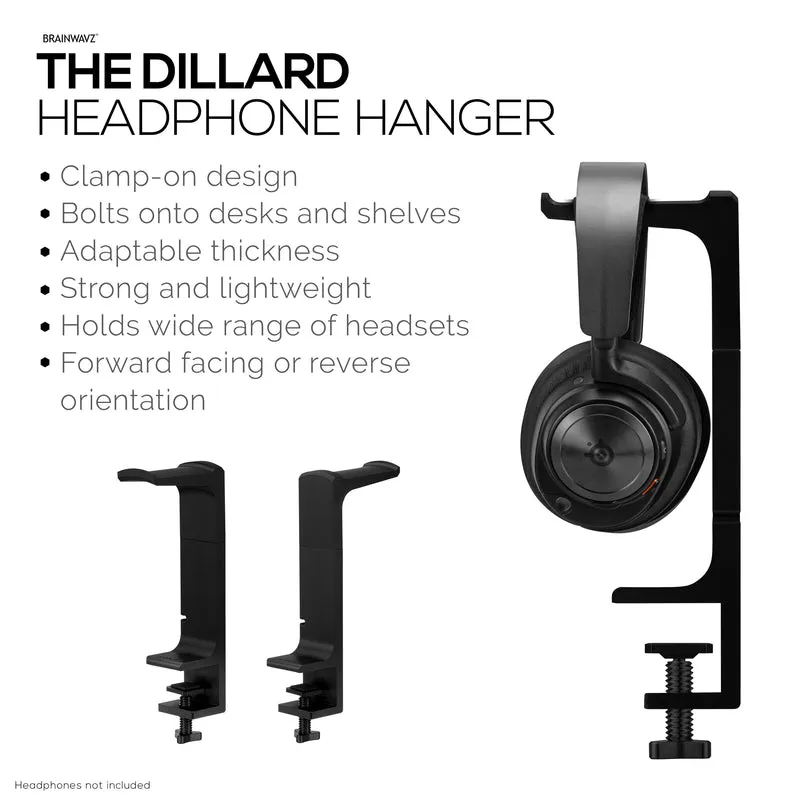 The Dillard - Support pour casque de bureau latéral, adapté à tous les casques, se fixe à la table