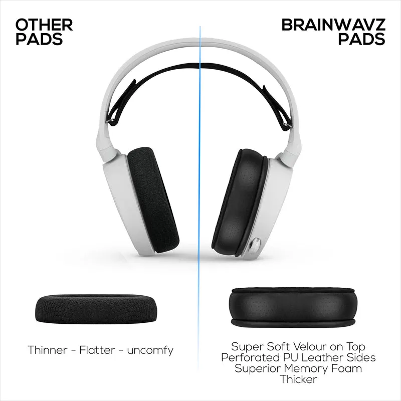 Coussinets hybrides pour casques Steelseries Arctis 1, 3, 5, 7, 9, PRO et PRIME – Mousse à mémoire de forme plus épaisse, plus confortable et durable