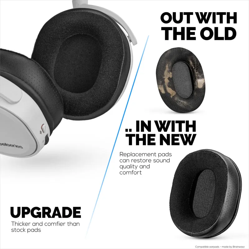 Coussinets hybrides pour casques Steelseries Arctis 1, 3, 5, 7, 9, PRO et PRIME – Mousse à mémoire de forme plus épaisse, plus confortable et durable