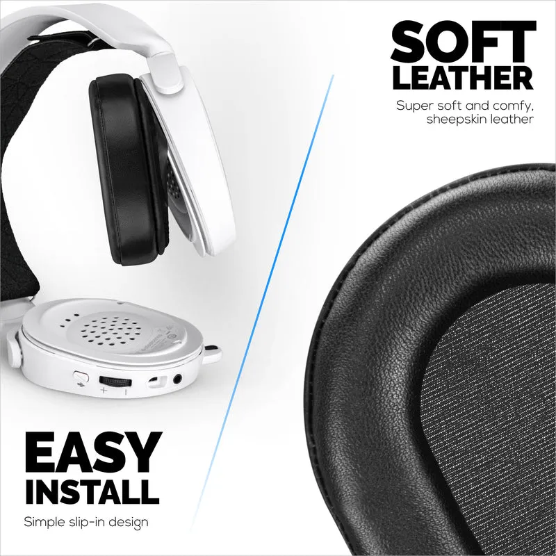 Coussinets en peau de mouton pour casques Steelseries Arctis 1, 3, 5, 7, 9, PRO et PRIME, cuir véritable avec mousse à mémoire de forme