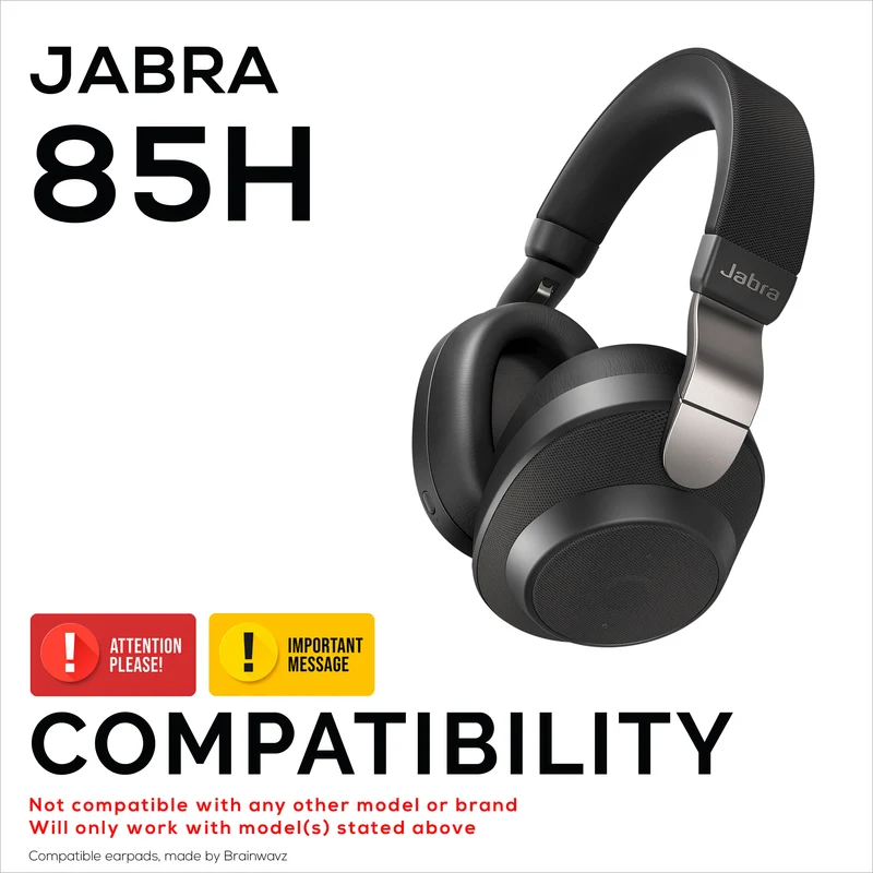 Oreillettes de remplacement pour écouteurs sans fil Jabra Elite 85H - Cuir PU souple et mousse à mémoire de forme