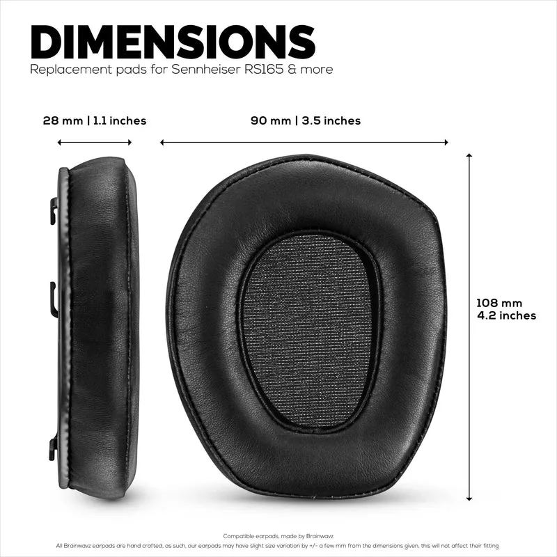 Oreillettes en peau de mouton pour écouteurs SENNHEISER RS165, RS175, RS185 et RS195 - Coussinets d'oreille en cuir véritable souple de haute qualité et mousse à mémoire de forme, HDR165, HDR175, HDR185, HDR195