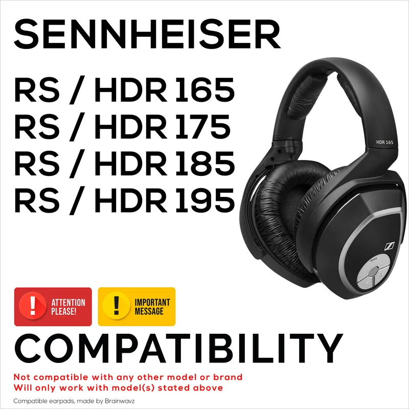 Oreillettes de remplacement pour écouteurs SENNHEISER RS165, RS175, RS185 et RS195-cuir PU souple et mousse souple