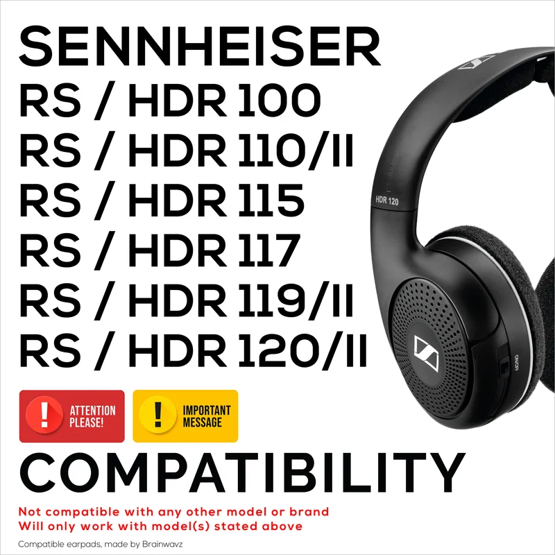 Oreillettes en velours pour écouteurs SENNHEISER RS120, RS110, RS115, RS117, RS119 - Coussinets d'oreille en mousse souple - HDR 120, HDR100, HDR110, HDR117, HDR119