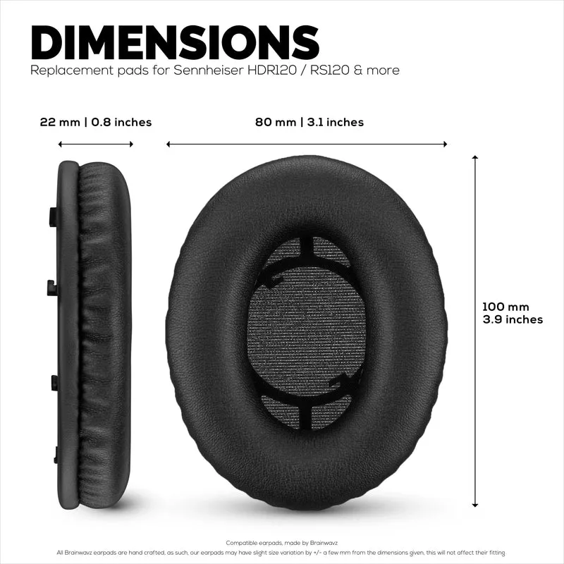 Oreillettes de remplacement pour écouteurs SENNHEISER RS120, RS110, RS115, RS117, RS119 - Coussinets d'oreille en cuir PU souple et mousse - HDR 120, HDR100, HDR110, HDR117, HDR119