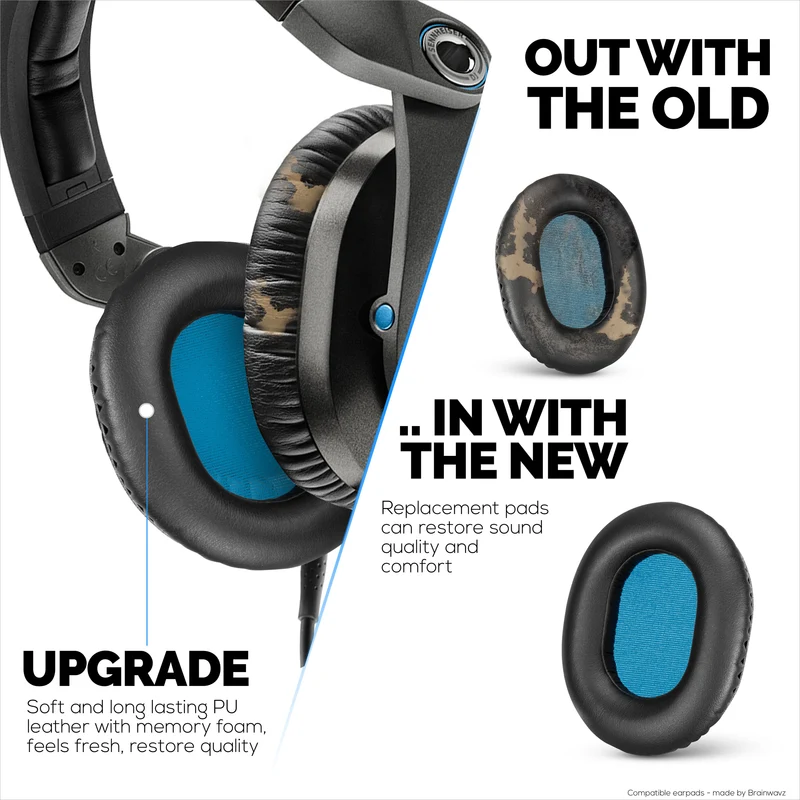 Oreillettes de remplacement pour écouteurs Sennheiser HD8 / HD8 DJ / HD6 Mix - Cuir PU souple et mousse à mémoire de forme