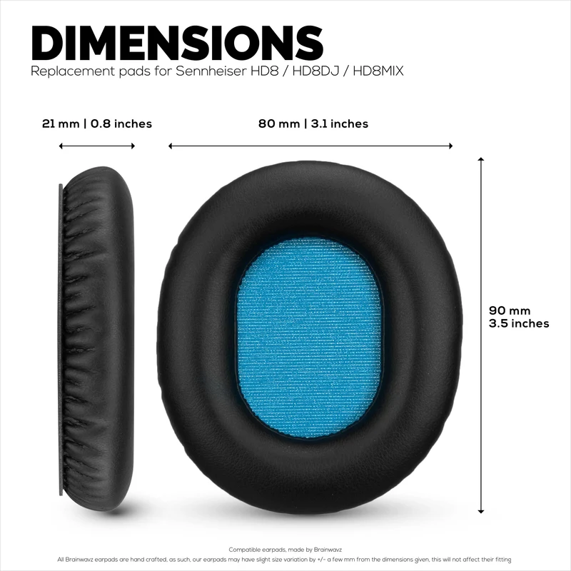 Oreillettes de remplacement pour écouteurs Sennheiser HD8 / HD8 DJ / HD6 Mix - Cuir PU souple et mousse à mémoire de forme