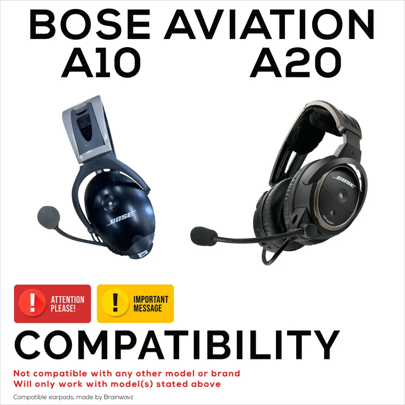 Oreillettes de remplacement pour écouteurs BOSE Aviation A20 A10 X-cuir PU souple et mousse à mémoire de forme