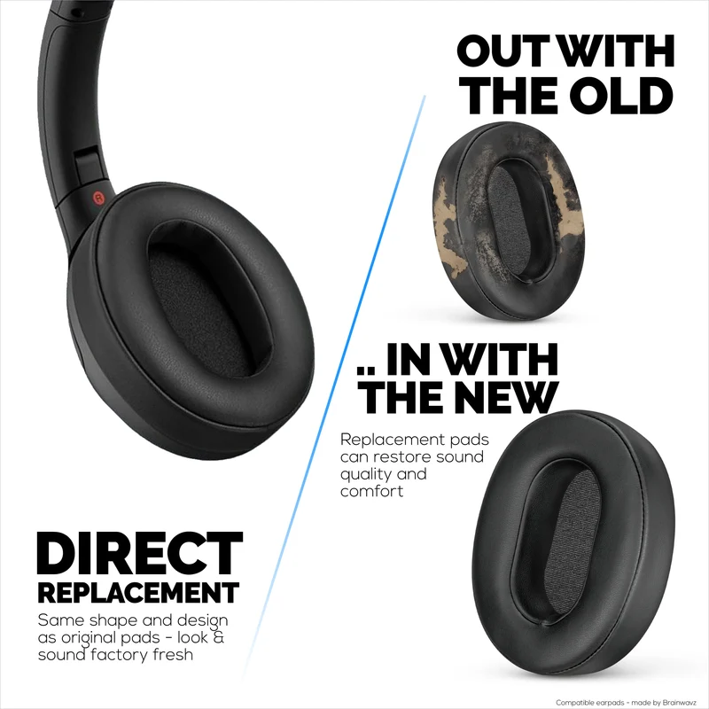 Oreillettes de remplacement pour écouteurs SONY WH-XB900N - Cuir PU souple et mousse à mémoire de forme