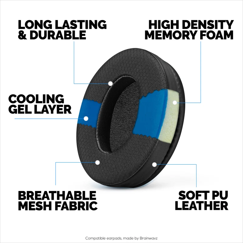 Oreillettes hybrides pour casques HyperX Cloud 1, 2/2 sans fil, Core, Flight/Flight S, Alpha/Alpha S et plus encore, tissu doux et respirant, gel rafraîchissant, confort supplémentaire, durable et durable