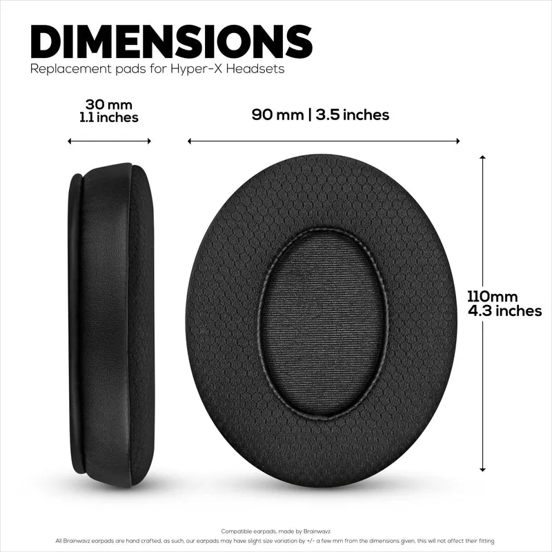 Oreillettes hybrides pour casques HyperX Cloud 1, 2/2 sans fil, Core, Flight/Flight S, Alpha/Alpha S et plus encore, tissu doux et respirant, gel rafraîchissant, confort supplémentaire, durable et durable